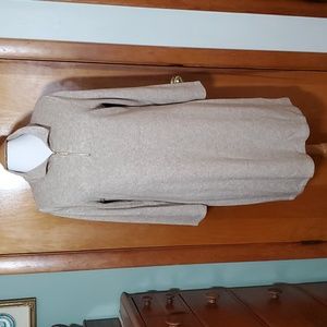 DKNY Womens Heather Beige Sweater Dress  - Quarter Zip, Size L